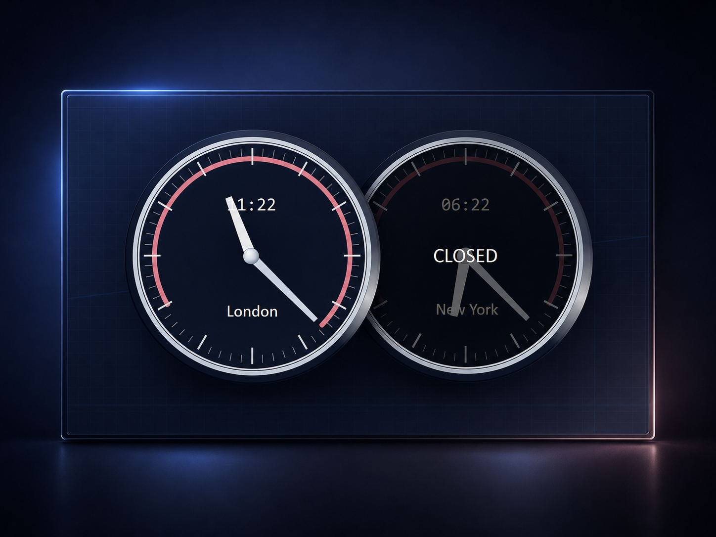 Vergleich von OPEN und CLOSED Marktstatus in Worldclock Trading